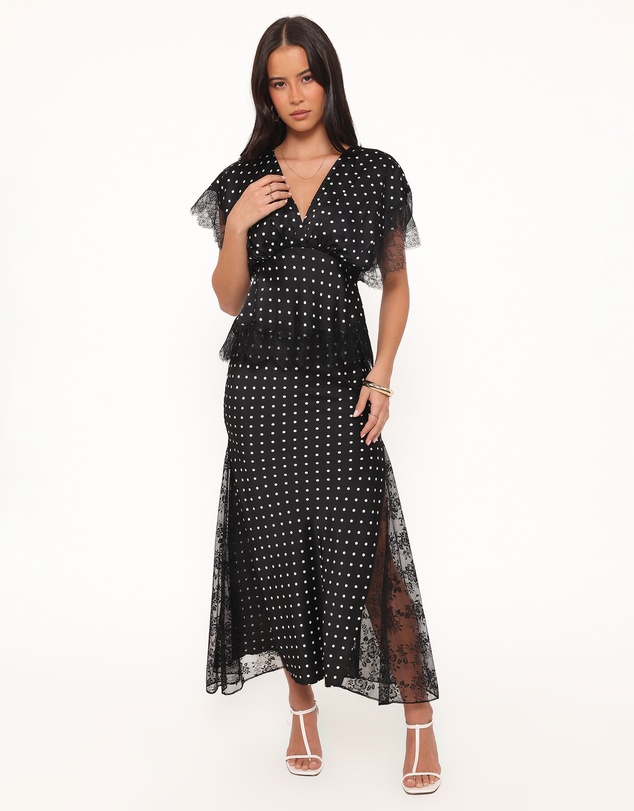 Petal & Pup - Ailbhe Lace Skirt - Black Polka Dot