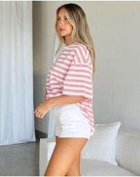 Dazie - Nostalgia Stripe Oversized Boyfriend Tee