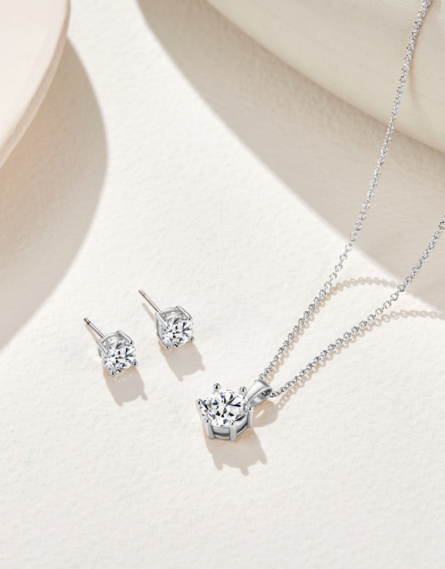 Mestige - Solitaire Set embellished with crystals by Swarovski® - Silver Plated