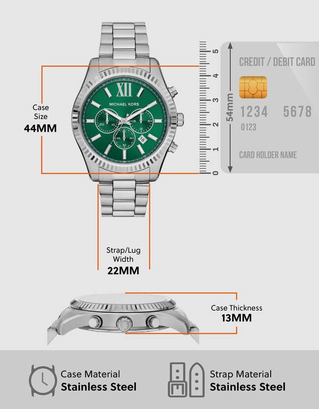 Michael Kors - Lexington Silver Tone Chronograph Watch