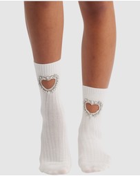 High Heel Jungle - Gem Crystal Heart Sock