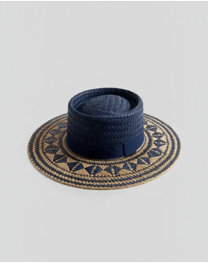 Mossée - Navy Geo Wave Straw Hat