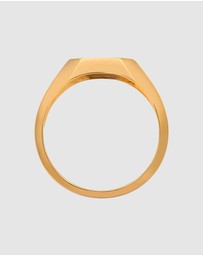 Kuzzoi - ICONIC EXCLUSIVE - Ring Male Signet Square Enamel Red 925 Sterling Silver Gold Plated