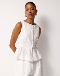 AERE - Kaia Linen Button Front Top