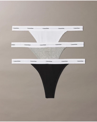 Calvin Klein - 3-Pack Cotton Rib String Thongs