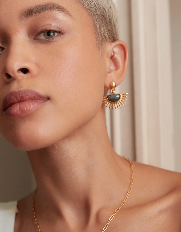 Ottoman Hands - Sunrise Labradorite Drop Stud Earrings