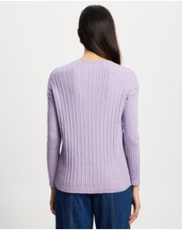 Lindsay Nicholas New York - V-Neck Cable Sweater