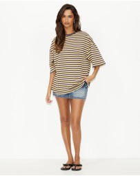 Dazie - Nostalgia Stripe Oversized Boyfriend Tee