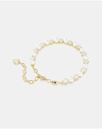 Swarovski - Matrix Tennis Bracelet, Crystal Pearl, Round Cut, White, Gold-tone Plated