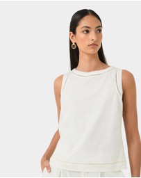 Forcast - Perry Linen Embroidery Top