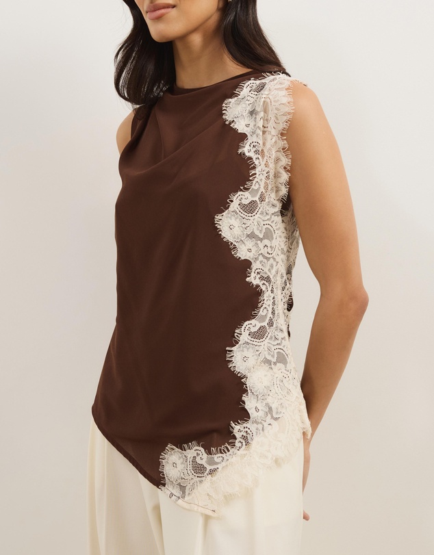 Atmos&Here - Iris Contrast Lace Insert Georgette Top