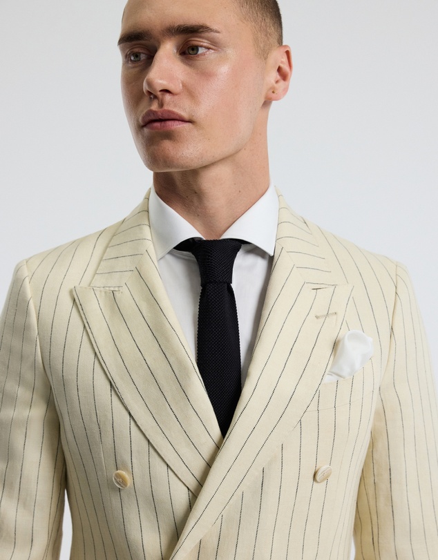 Calibre - Striped Double-Breasted Suit Jacket Bone