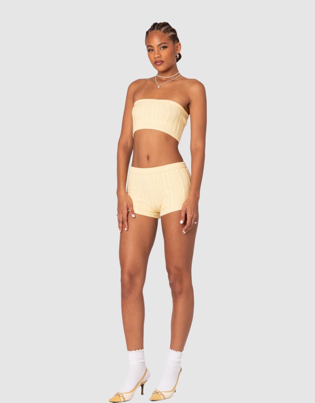 EDIKTED - Raegan Cable Knit Shorts
