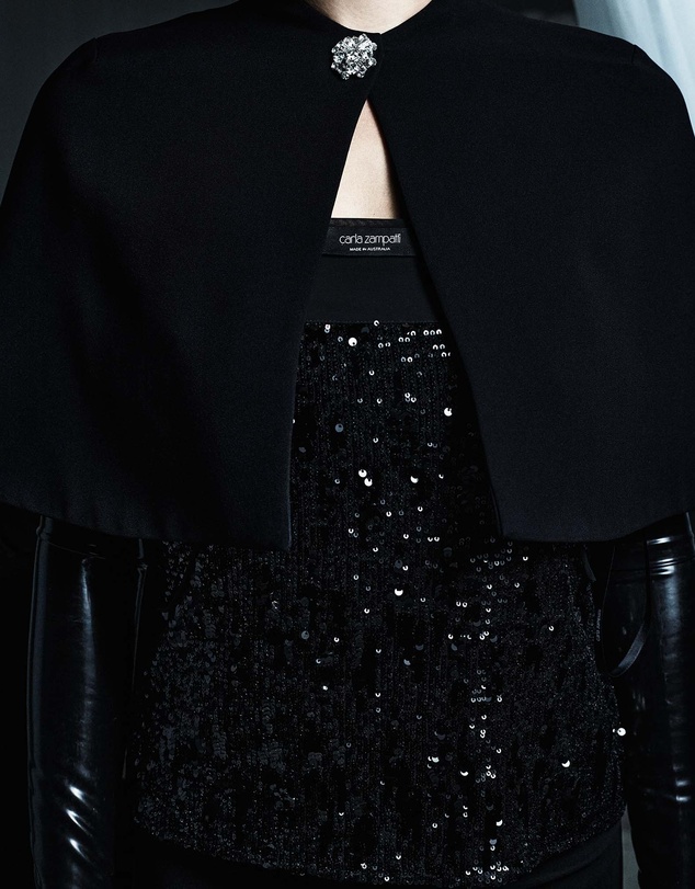 Carla Zampatti - Black Cascade Sequin Thin Strap Top
