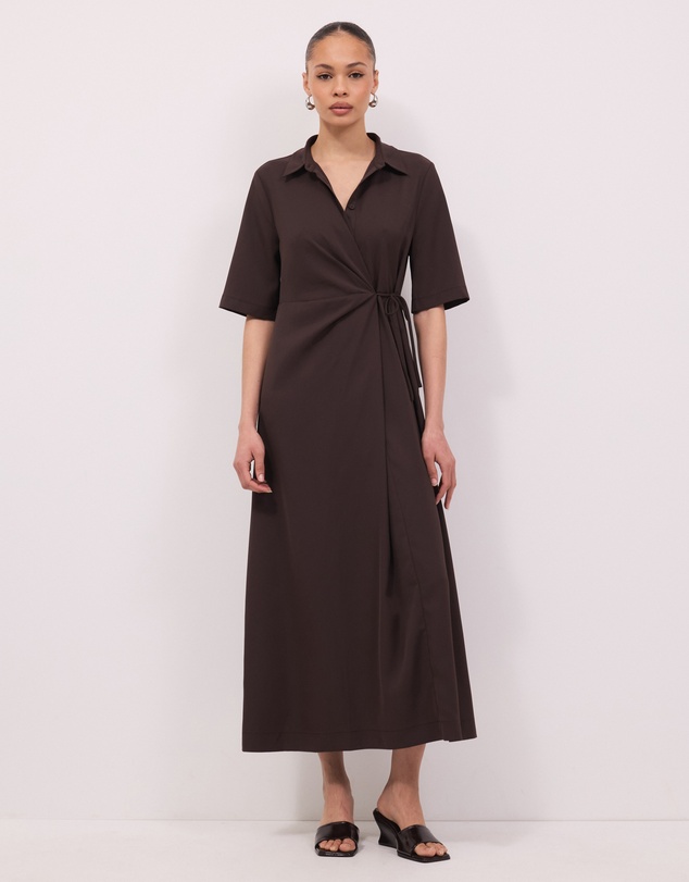 Calli - Sloane Side Tie Detail Maxi Shirt Dress