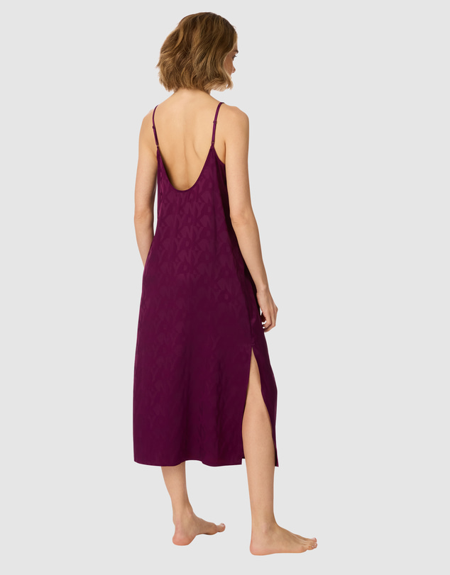 DKNY - Logo Satin Low Back Midi Chemise Nightgown
