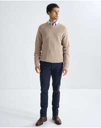 3 Wise Men - 3 Wise Men Drake Crew Neck Wool Blend Knit - Squirrel Brown