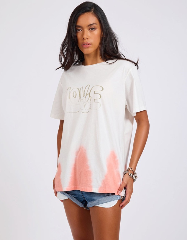 ONE TEASPOON - Love Dip Dye Boyfriend Tee - White
