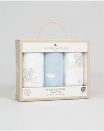 Living Textiles - 3 Pack Organic Wash Cloths - Elephant Playtime
