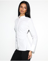 Dazie - Tia Ruched Button Up Shirt