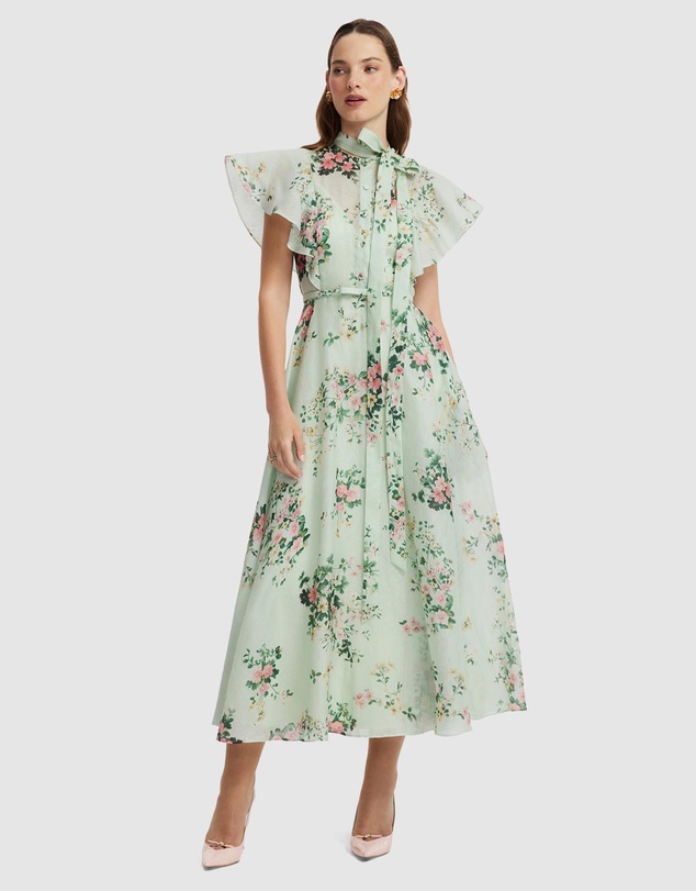 LEO LIN - Elsie Flutter Sleeve Midi Dress