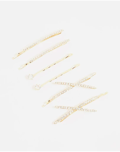 Lovisa - Gold Pave & Single Diamante Slides 6-Pack