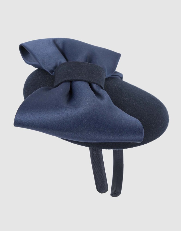 Max Alexander - Felt Navy Winter Pillbox Fascinator with Bow