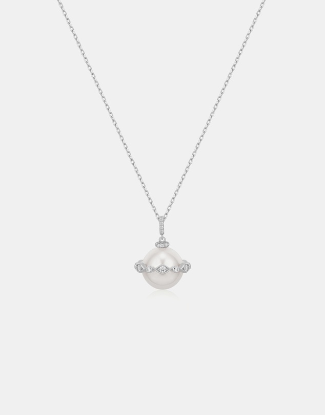 Ania Haie - Silver Shell Pearl Halo Evil-Eye Necklace