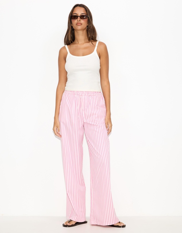 Dazie - Nina Stripe Double Waist Band Pants