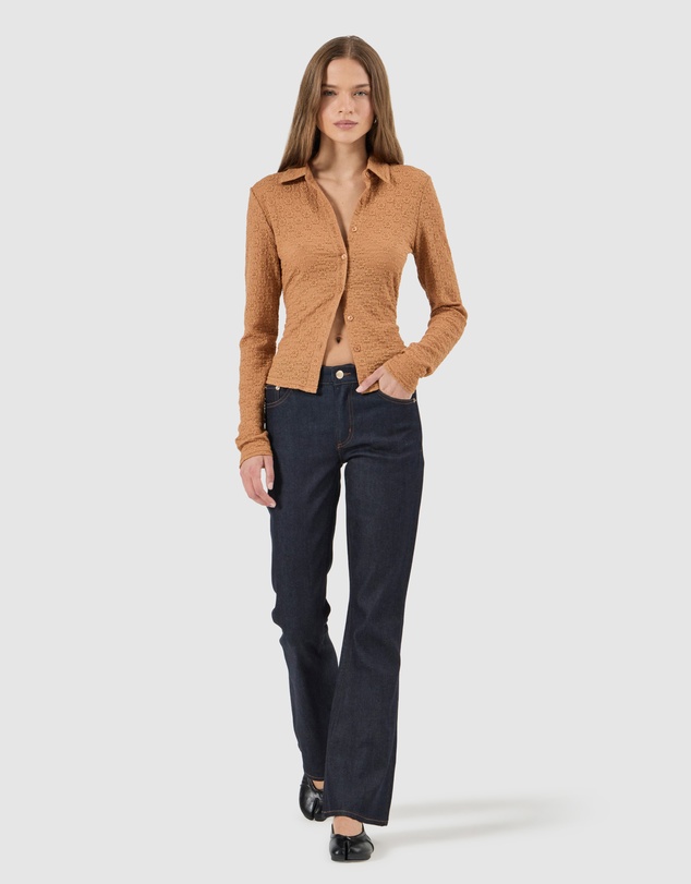 Rolla's - Daisy Lace Long Sleeve Shirt - Caramel