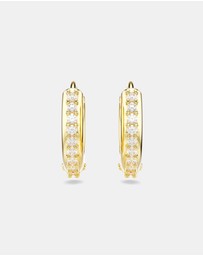 Swarovski - Matrix hoop earrings, Round cut, White, Gold-tone plated