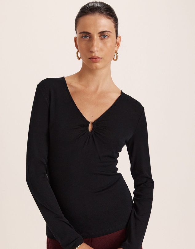 SABA - Coco Wool Ruched Long Sleeve Top