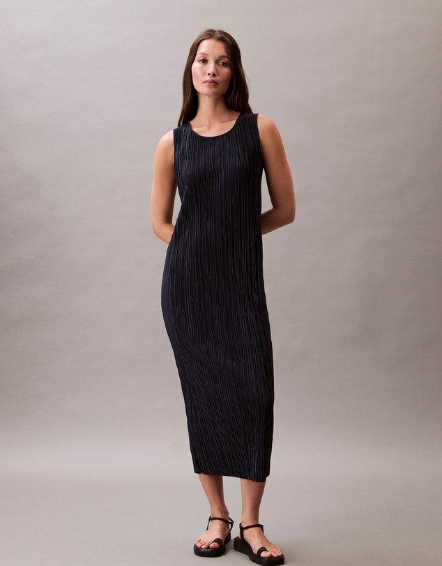 Calvin Klein - Plissé Sleeveless Midi Dress