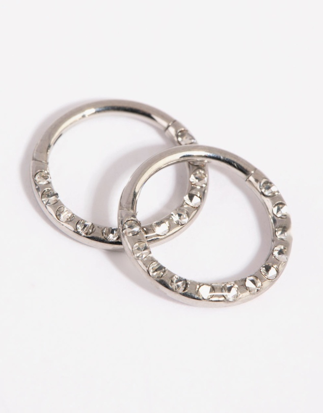 Lovisa - Surgical Steel Pave Hoop Earrings