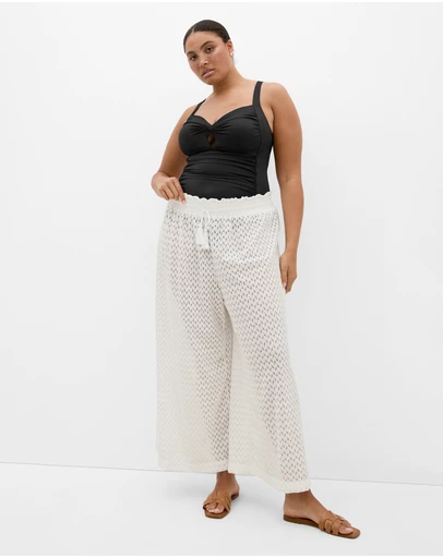 City Chic - Plus size Andros Jacquard Knit Pant - ivory