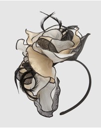Max Alexander - Nude Black Organza Flower Fascinator