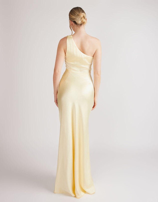 Six Stories - One Shoulder Satin Ruched Bridesmaid Dress