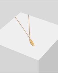 Kuzzoi - ICONIC EXCLUSIVE - Necklace Men Feather Pendant Casual Trend in 925 Sterling Silver Gold Plated