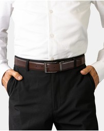 Buckle - Capital. Australian Made Reversible Leather Belt. 35mm width.