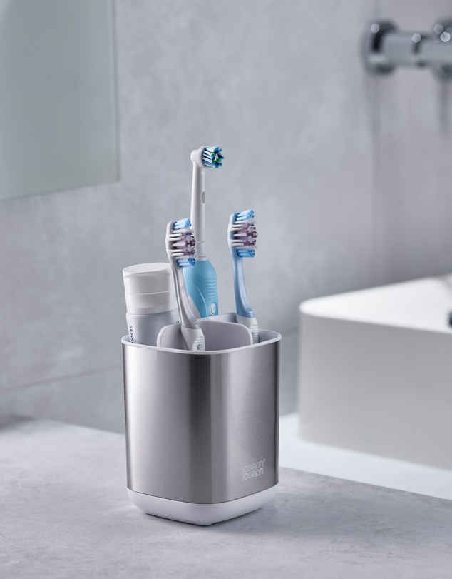 Joseph Joseph - EasyStore™ Steel Toothbrush Caddy (White)