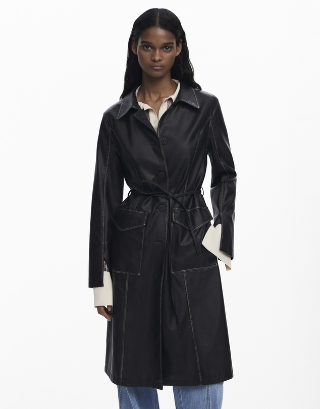 Desigual - Long faux leather jacket
