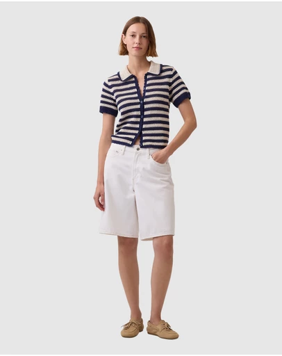 GAP - Cotton Crochet Relaxed SS Cardigan