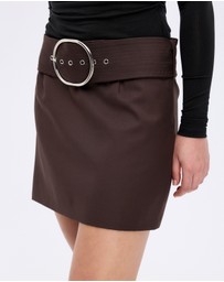 Minima Esenciales - Kian Wool Blend Belted Mini Skirt