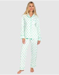Sant And Abel - Women's Green Palm Tree Long Sleeve Pajama Set