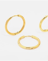 Lovisa - Waterproof Gold Plated Stainless Steel Mini Hoop Earrings 2-Pack