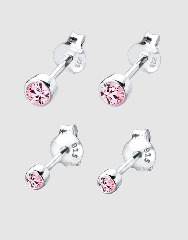 Elli Jewelry - Earrings Set Crystal 925 Sterling Silver