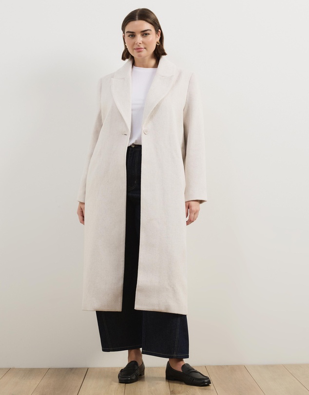 Atmos&Here Curvy - Ally Wool Blend Longline Coat