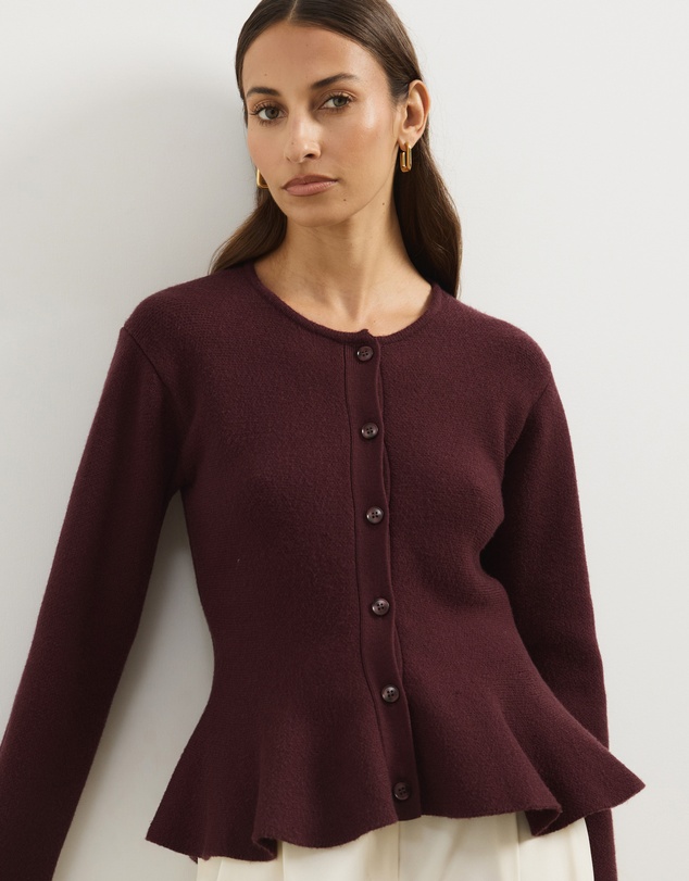 Atmos&Here - Thea Peplum Hem Knit Cardigan