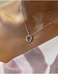 Georgini - Georgini Opal Glow Blue Created Opal Circle Silver Pendant