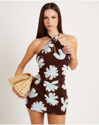 Subtitled - Kay  Keyhole Linen Mini Dress